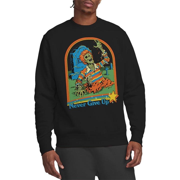 Steven Rhodes Men's Black Never Give Up Sweatshirt in Size L, Sports Direct