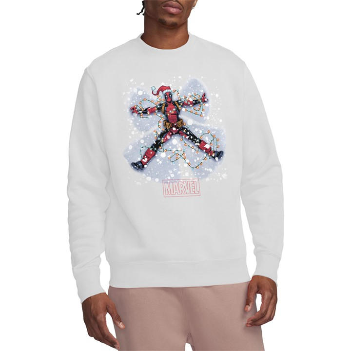 Deadpool Men's White Marvel Christmas Snow Angel Sweatshirt in Size 2XL, Sports Direct