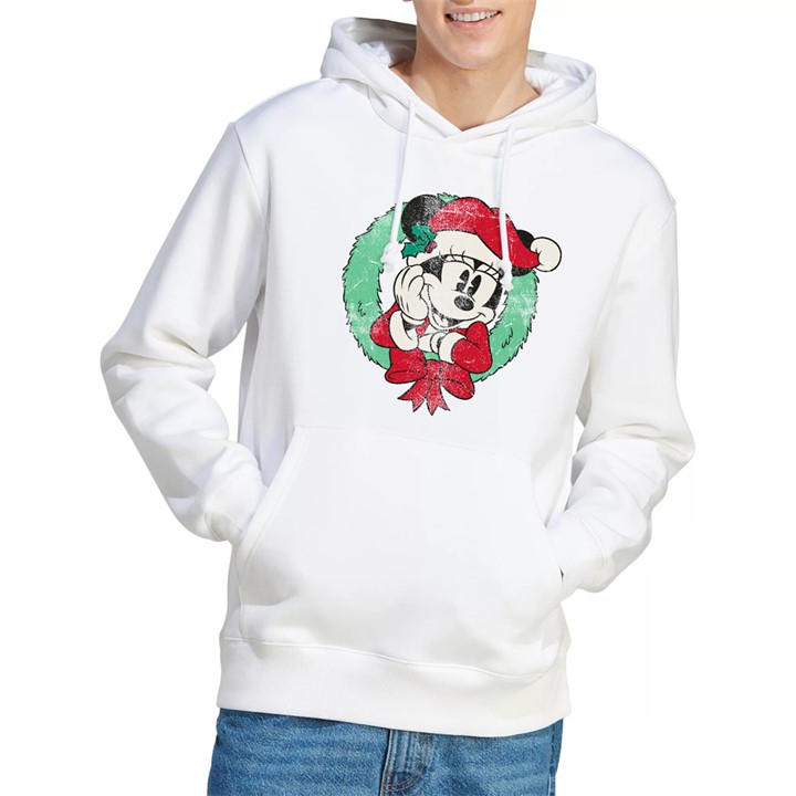 Minnie Mouse Men's White Christmas Wreath Hoodie in Size 2XL, Sports Direct