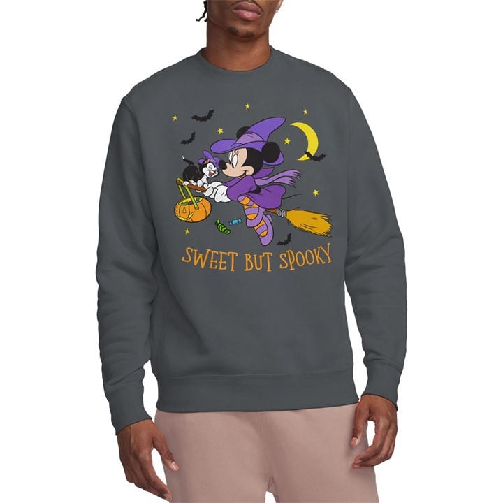 Minnie Mouse Men's Grey Spooky Witch Sweatshirt Charcoal in Size M, Sports Direct