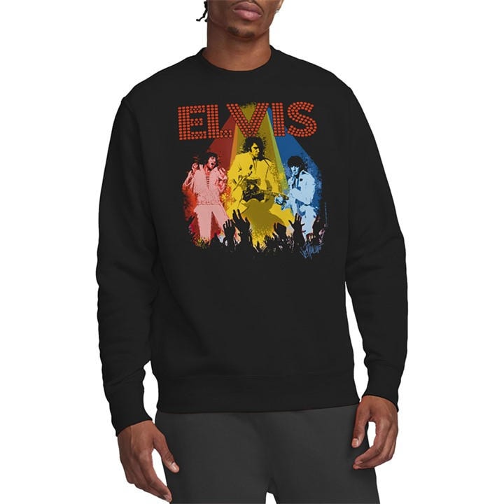 Elvis Presley Men's Black Vegas Remembered Sweatshirt in Size 2XL, Sports Direct