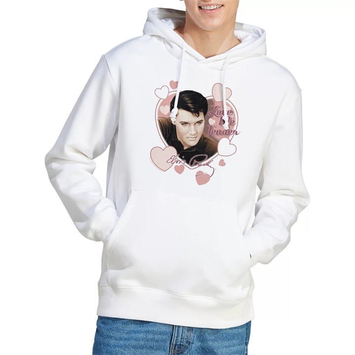 Elvis Presley Men's White Elvis Presleylove Me Tender Hoodie in Size L, Sports Direct