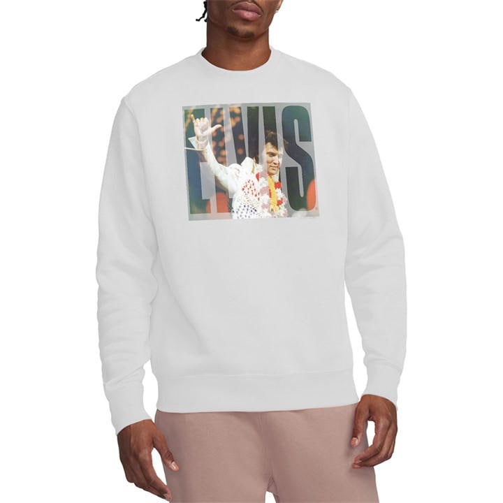 Elvis Presley Men's White Aloha Knockout Sweatshirt in Size 2XL, Sports Direct
