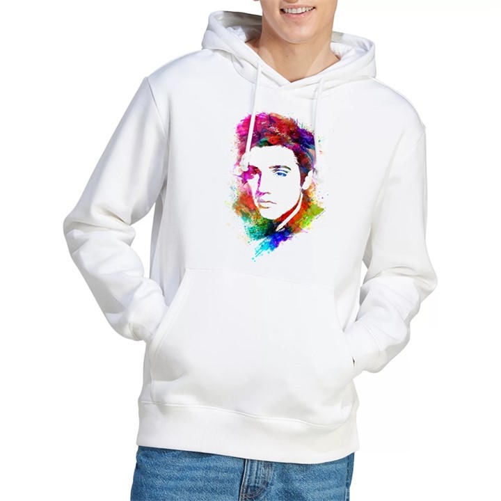 Elvis Presley Men's White Elvis Presleywatercolor King Hoodie in Size L, Sports Direct