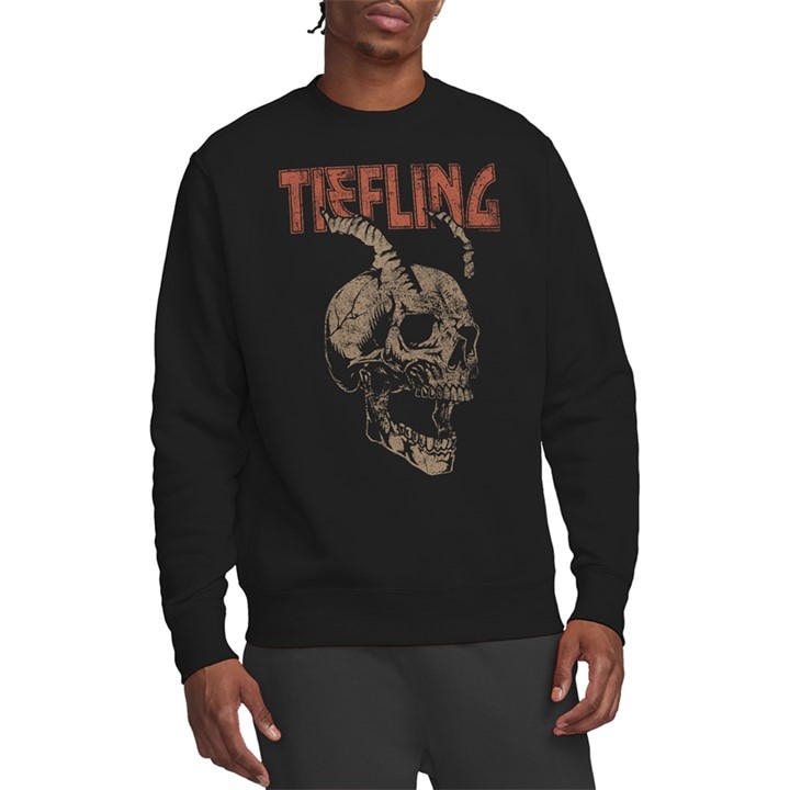 Hasbro Men's Black Dungeons Dragons Tiefling Horn Skull Sweatshirt B in Size L, Sports Direct