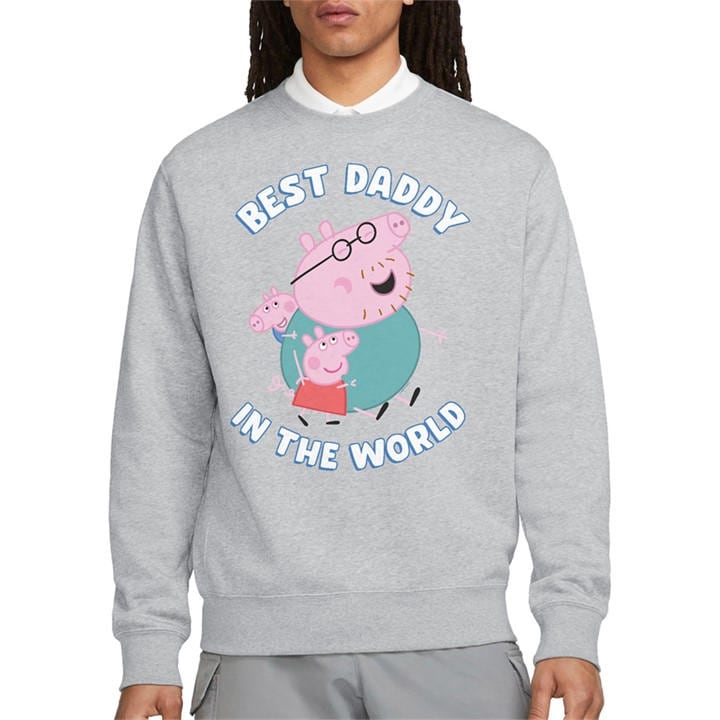 Hasbro Men's Grey Peppa Pig Best Daddy In The World Sweatshirt Heat in Size L, Sports Direct