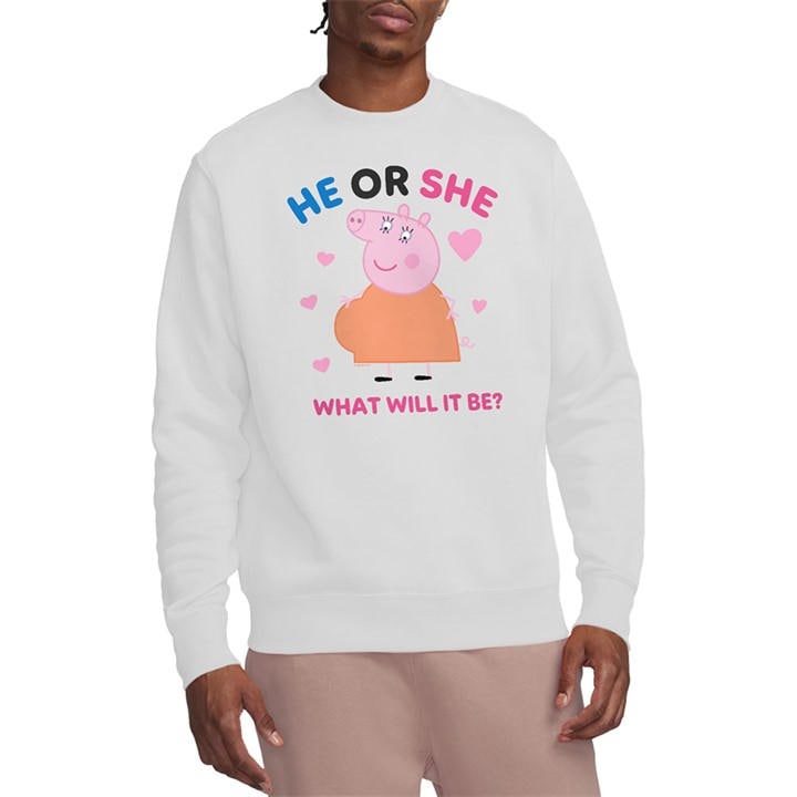 Hasbro Men's White Peppa Pig Mummy Pig He Or She Wo Sweatshirt W in Size XL, Sports Direct