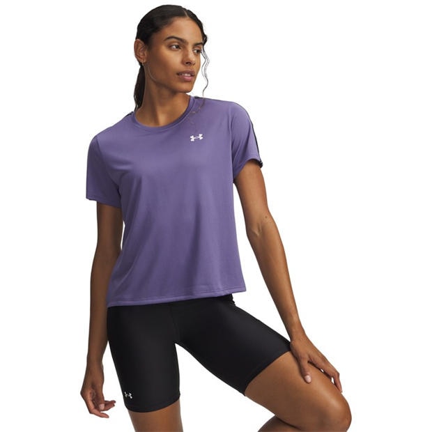 Purple - Under Armour - Women's Tech Taping Short-Sleeve Performance Gym Top