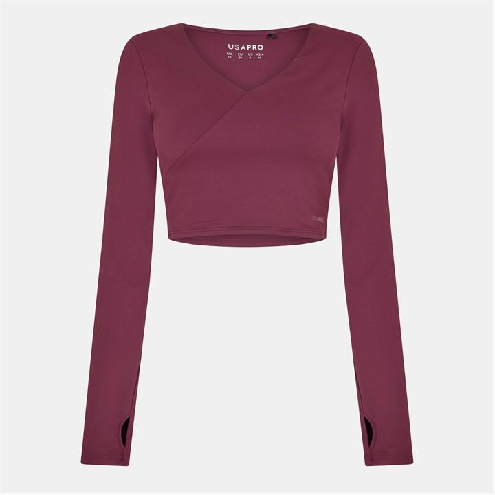 Usa Pro Women's Red Wrap Front Top in Size 8, Sports Direct