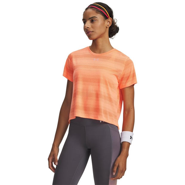 Tangerine/Refl - Under Armour - Women's Velociti Short Sleeve Performance Gym Top