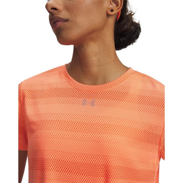 Tangerine/Refl - Under Armour - Women's Velociti Short Sleeve Performance Gym Top