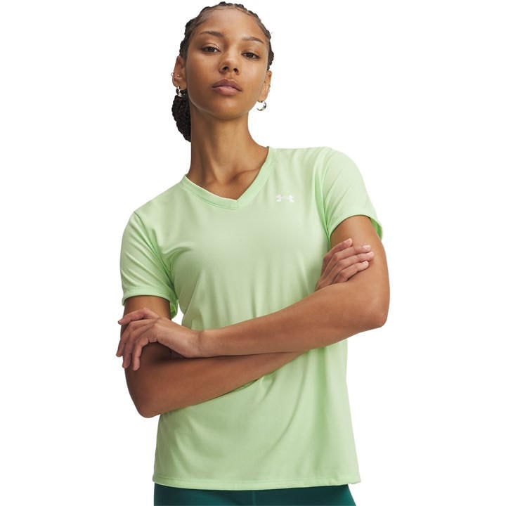 Under Armour Women's Green Tech™ V-Neck Short Sleeve in Size 14, Sports Direct