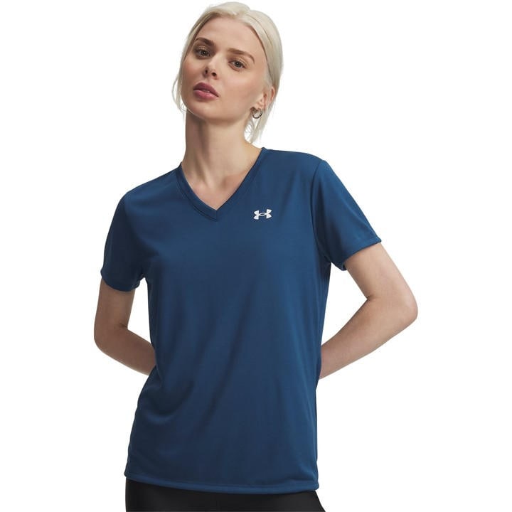 Under Armour Women's Blue Tech™ V-Neck Short Sleeve in Size 8, Sports Direct