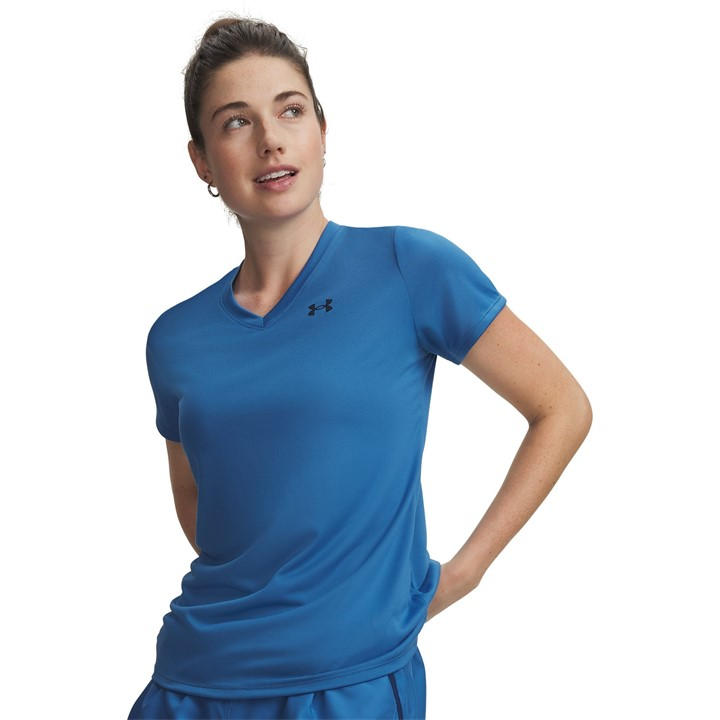 Under Armour Women's Blue Tech™ V-Neck Short Sleeve in Size 10, Sports Direct