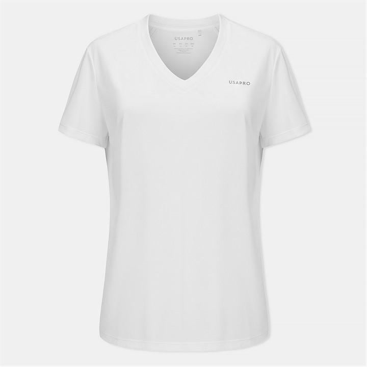 Usa Pro Women's White The Tech V-Neck Tee in Size 14, Sports Direct