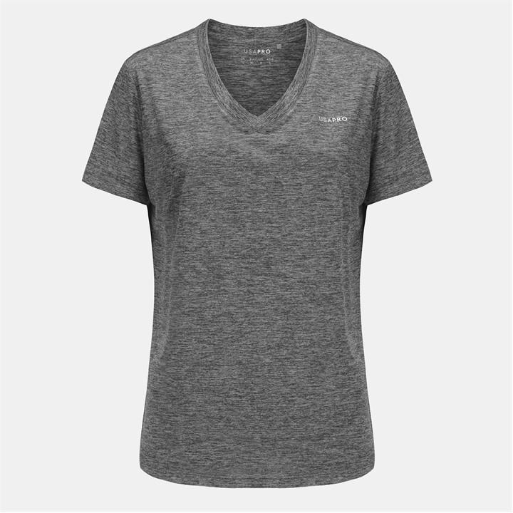 Usa Pro Women's Grey The Tech V-Neck Tee in Size 6, Sports Direct