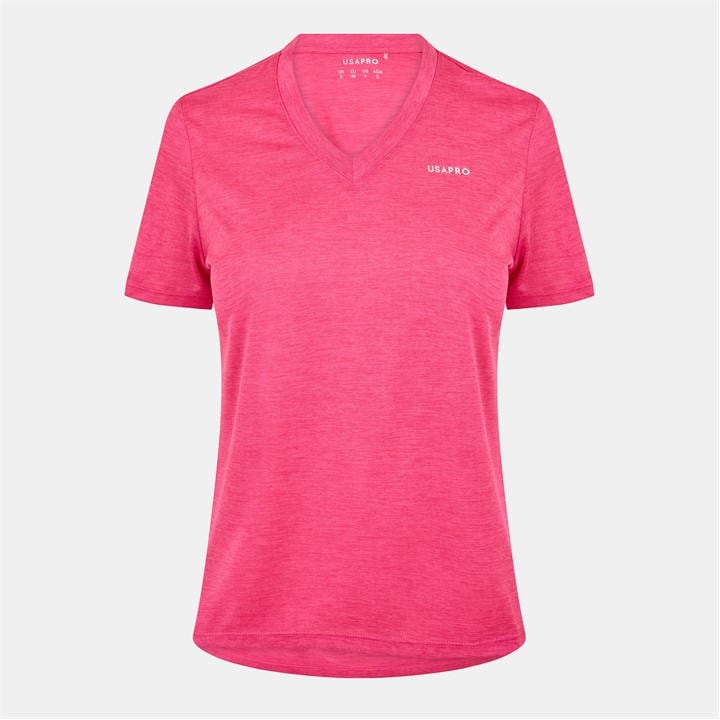 Usa Pro Women's Pink The Tech V-Neck Tee in Size 18, Sports Direct