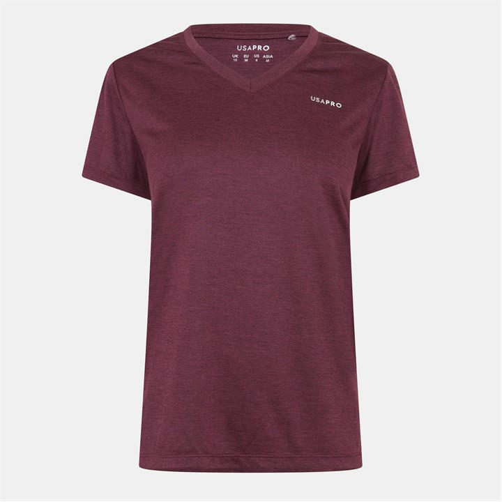 Usa Pro Women's Red The Tech V-Neck Tee in Size 18, Sports Direct