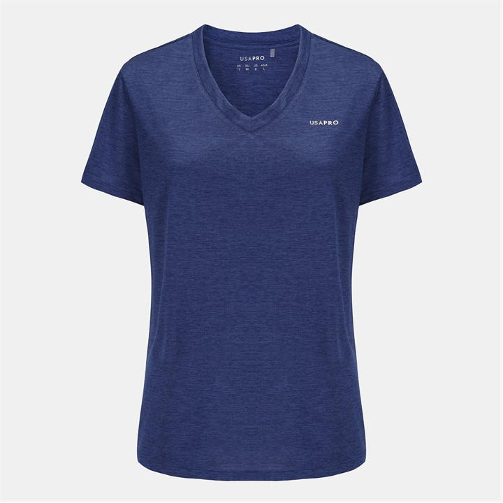Usa Pro Women's Blue The Tech V-Neck Tee in Size 14, Sports Direct