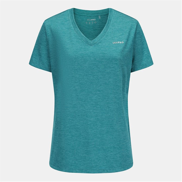 Usa Pro Women's Blue The Tech V-Neck Tee in Size 8, Sports Direct