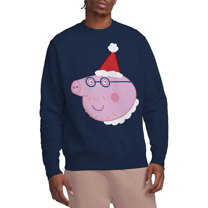 Hasbro Men's Blue Peppa Pig Daddy Pig Santa Hat Sweatshirt Navy in Size L, Sports Direct