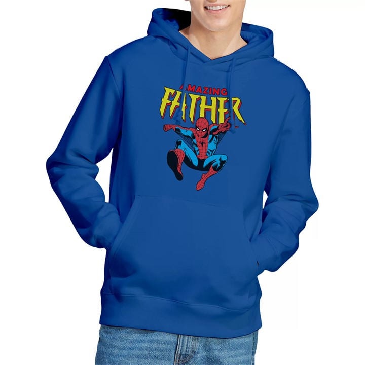 Spiderman Men's Blue Spider Man Fathers Day Amazing Dad Hoodie Royal in Size L, Sports Direct