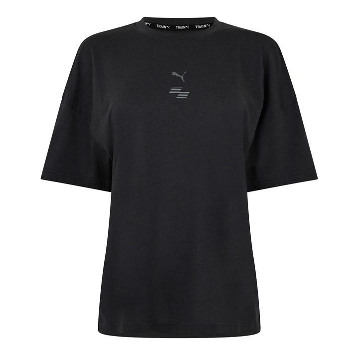 Puma Women's Grey Hyrox City Short-Sleeve Performance Gym Top