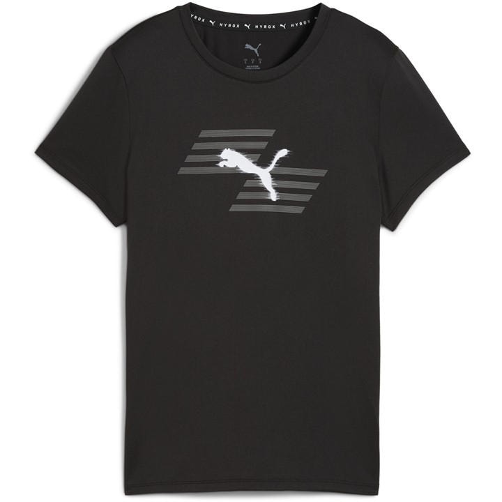 Puma Women's Black Hyrox Short-Sleeve Performance Gym Top in Size 12, Sports Direct