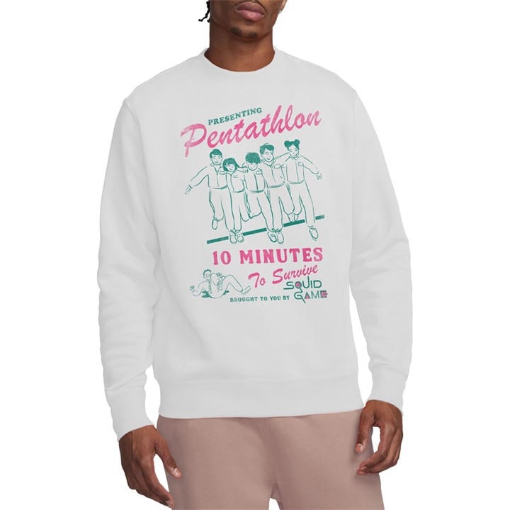 Squid Game Men's White Pentathlon Race Comic Sweatshirt in Size 2XL, Sports Direct