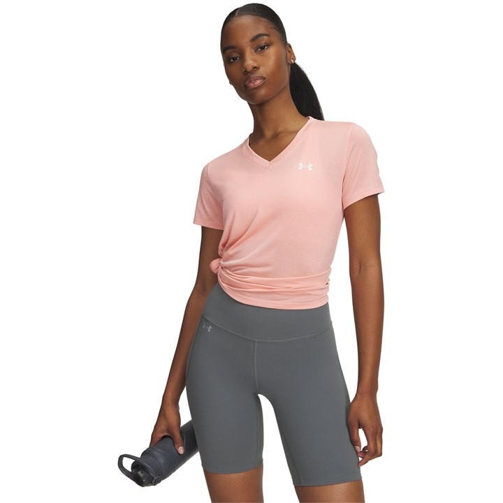 Under Armour Women's Pink Tech™ Twist V-Neck Short Sleeve in Size 12, Sports Direct