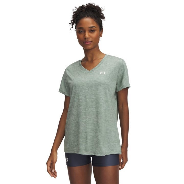 Under Armour Women's Green Tech™ Twist V-Neck Short Sleeve in Size 8, Sports Direct