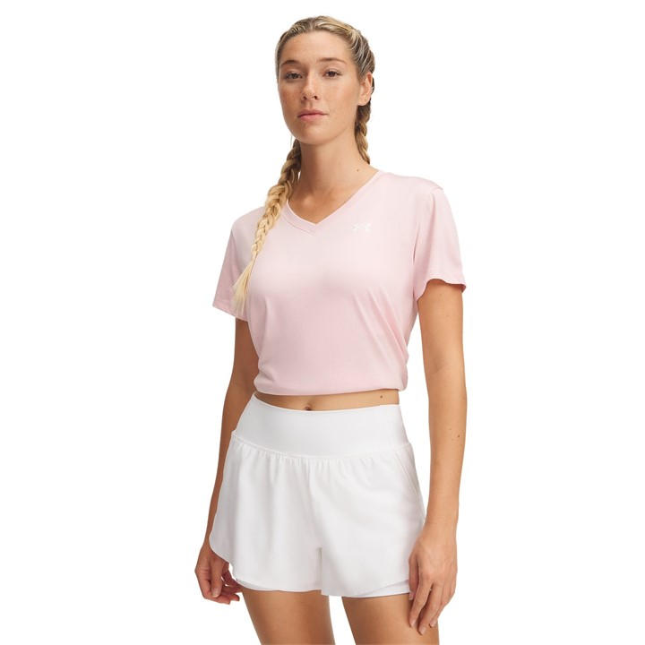 Under Armour Women's Pink Tech™ Twist V-Neck Short Sleeve in Size 10, Sports Direct