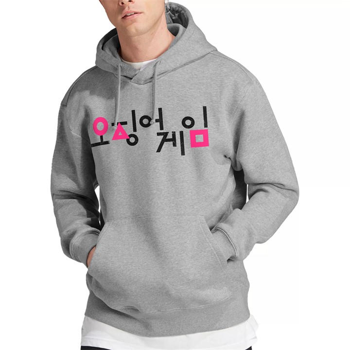 Squid Game Men's Grey Korean Logo Black And Pink Hoodie Athl in Size XL, Sports Direct