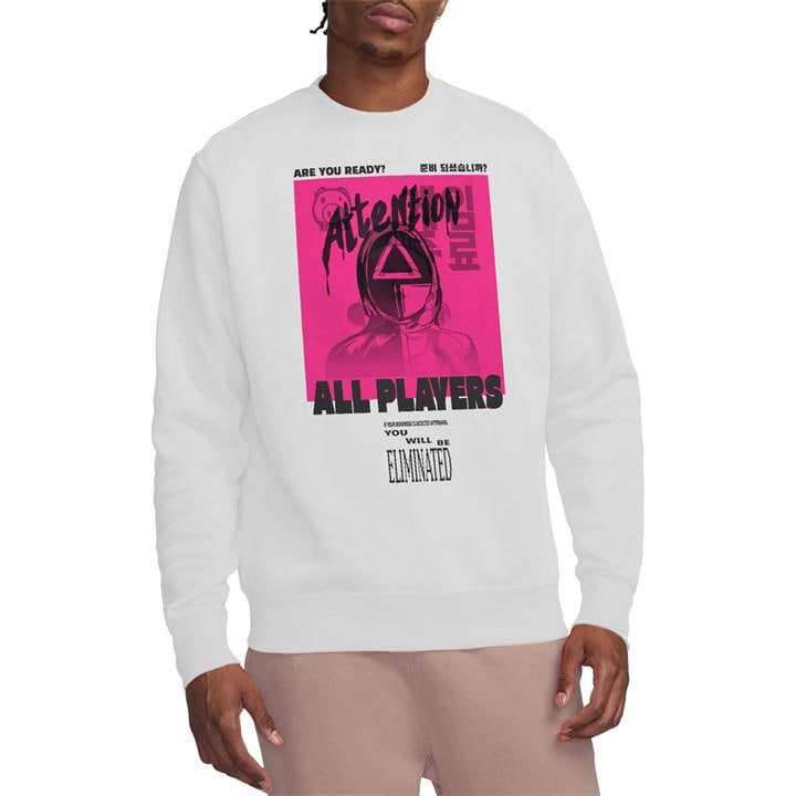 Squid Game Men's White Attention Guard Sweatshirt in Size M, Sports Direct