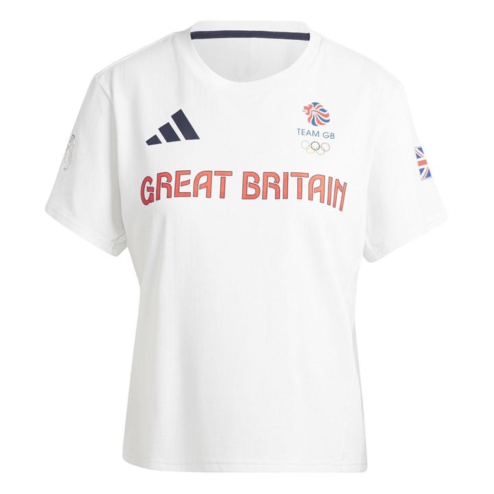 Adidas Women's White Team Gb Short Sleeve Performance Gym Top in Size XL, Sports Direct