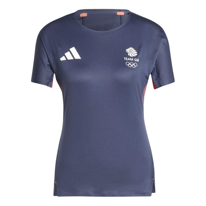 Adidas Women's Blue Rutee Team Gb Short Sleeve Performance Gym Top in Size L, Sports Direct