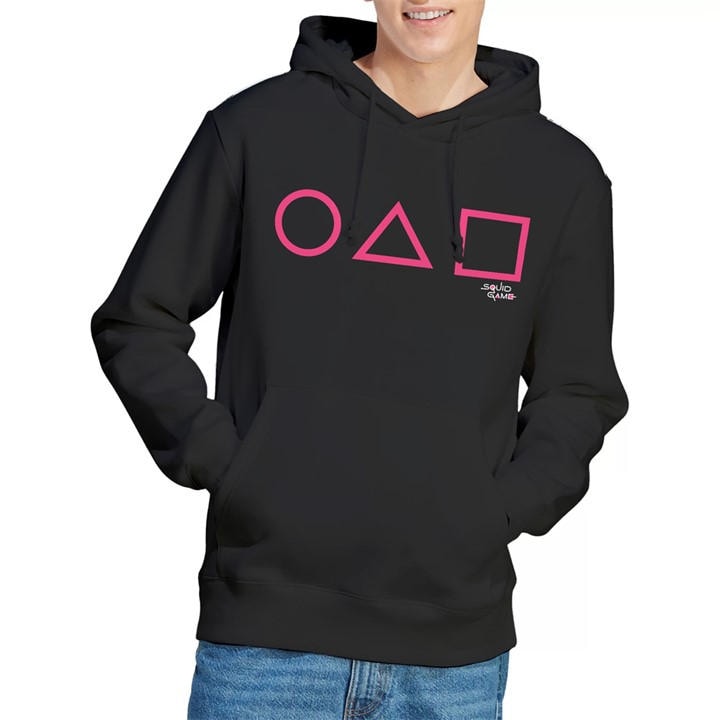 Squid Game Men's Black Main Icons Pink Hoodie in Size XL, Sports Direct
