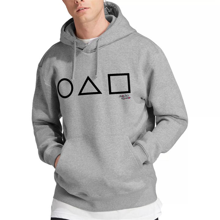 Squid Game Men's Grey Main Icons Hoodie Athletic Heather in Size 2XL, Sports Direct
