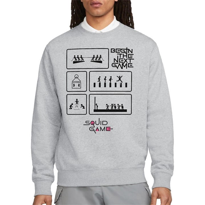 Squid Game Men's Grey Squid Games Next Game Sweatshirt in Size L, Sports Direct