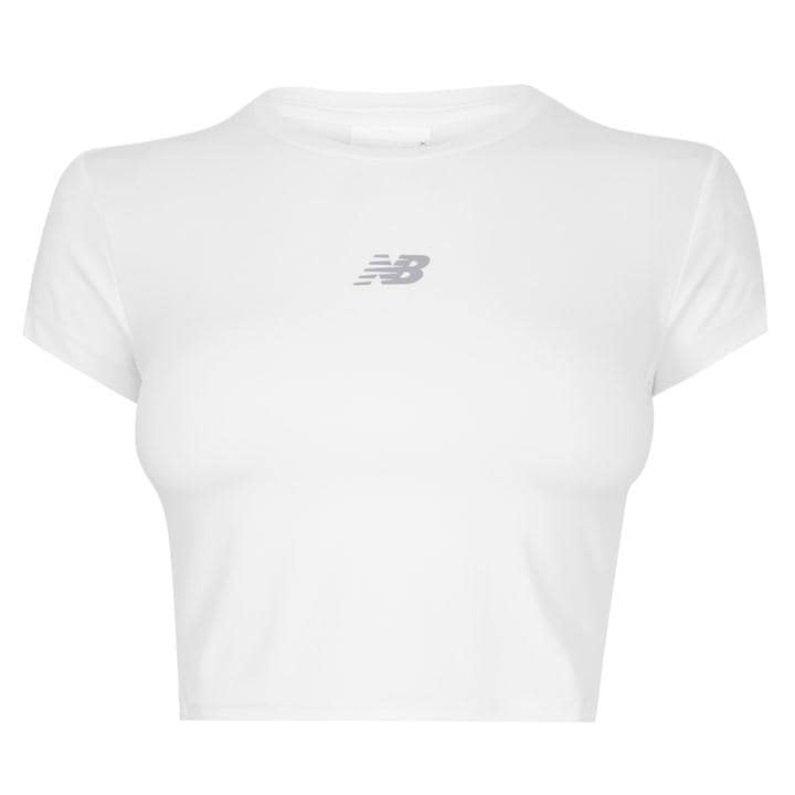 New Balance Women's White Short Sleeve Performance Gym Top in Size 14, Sports Direct