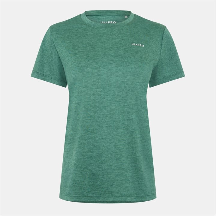 Usa Pro Women's Green Tech Crew Tee in Size 16, Sports Direct