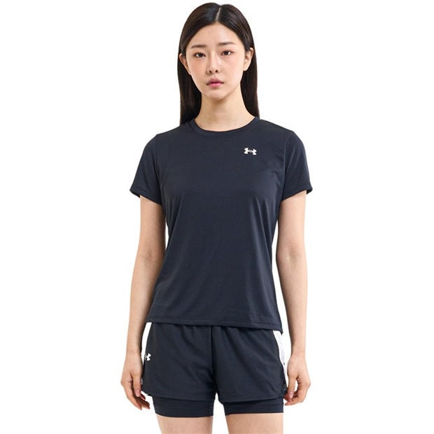 Black/White - Under Armour - Women's Tech Solid Short Sleeve Performance Gym Top