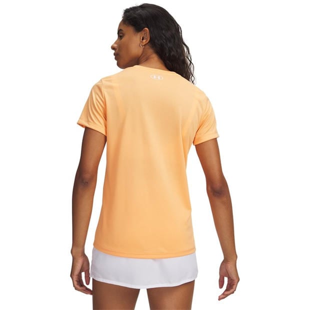 Orange/White - Under Armour - Women's Tech Solid Short Sleeve Performance Gym Top