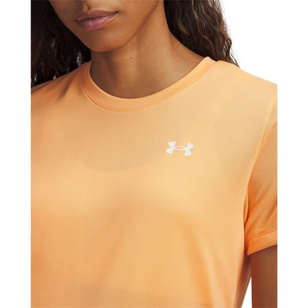 Orange/White - Under Armour - Women's Tech Solid Short Sleeve Performance Gym Top