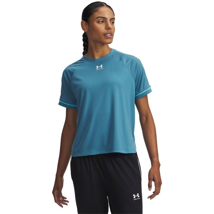 Under Armour Women's Blue Challenger Boxy Short Sleeve Performance Gym Top in Size 14, Sports Direct
