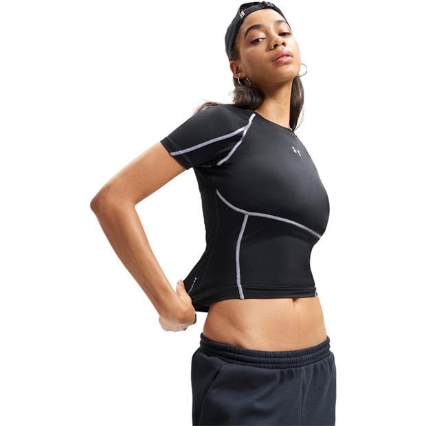 Ultimate Black - Under Armour - Womens HeatGear® Elite Short Sleeve Performance Gym Top