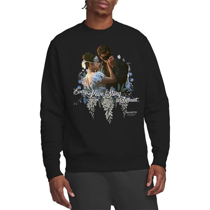 Bridgerton Men's Black Benedict And Sophie Sweatshirt in Size XL, Sports Direct