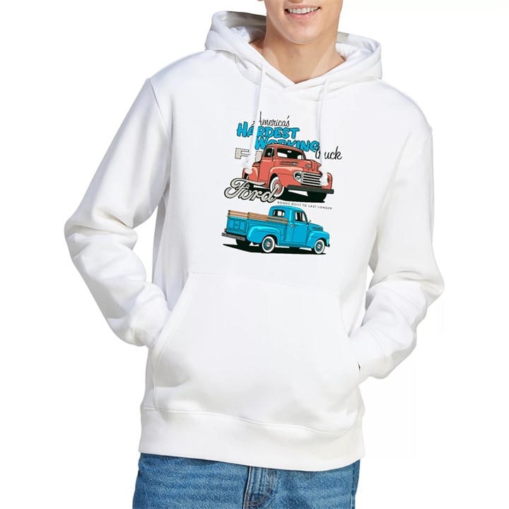 Ford Men's White Hardest Working Hoodie in Size 2XL, Sports Direct
