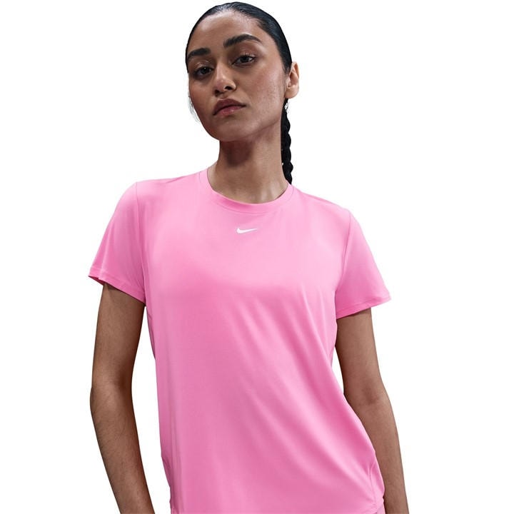 Nike Women's Pink Dri-Fit One Standard Fit Short-Sleeve Top in Size 12, Sports Direct