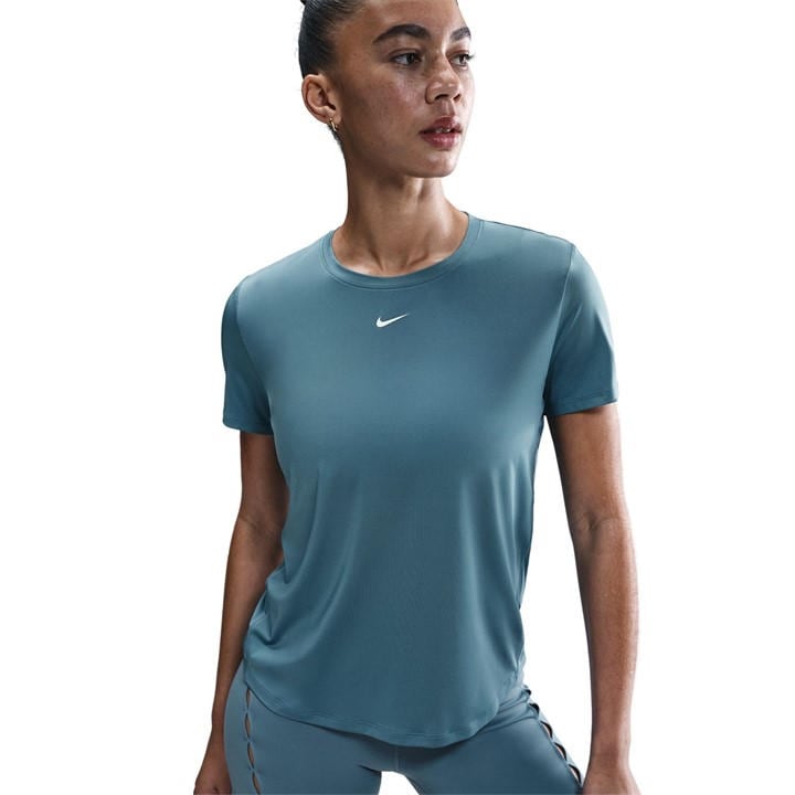 Nike Women's Blue Dri-Fit One Standard Fit Short-Sleeve Top in Size 8, Sports Direct
